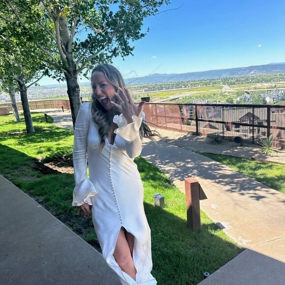 NEW Shona Joy La Lune Frill Cuff Bias Midi Dress - Picture 7 of 10